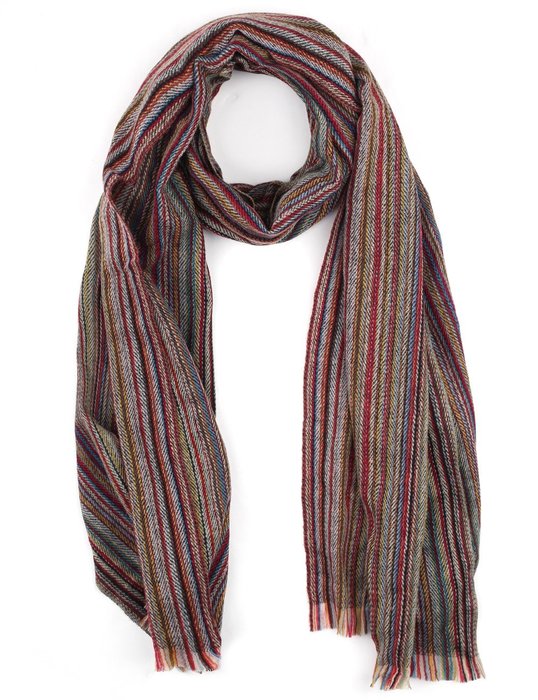 Men's Signature Stripe Herringbone Lambswool Scarf #117